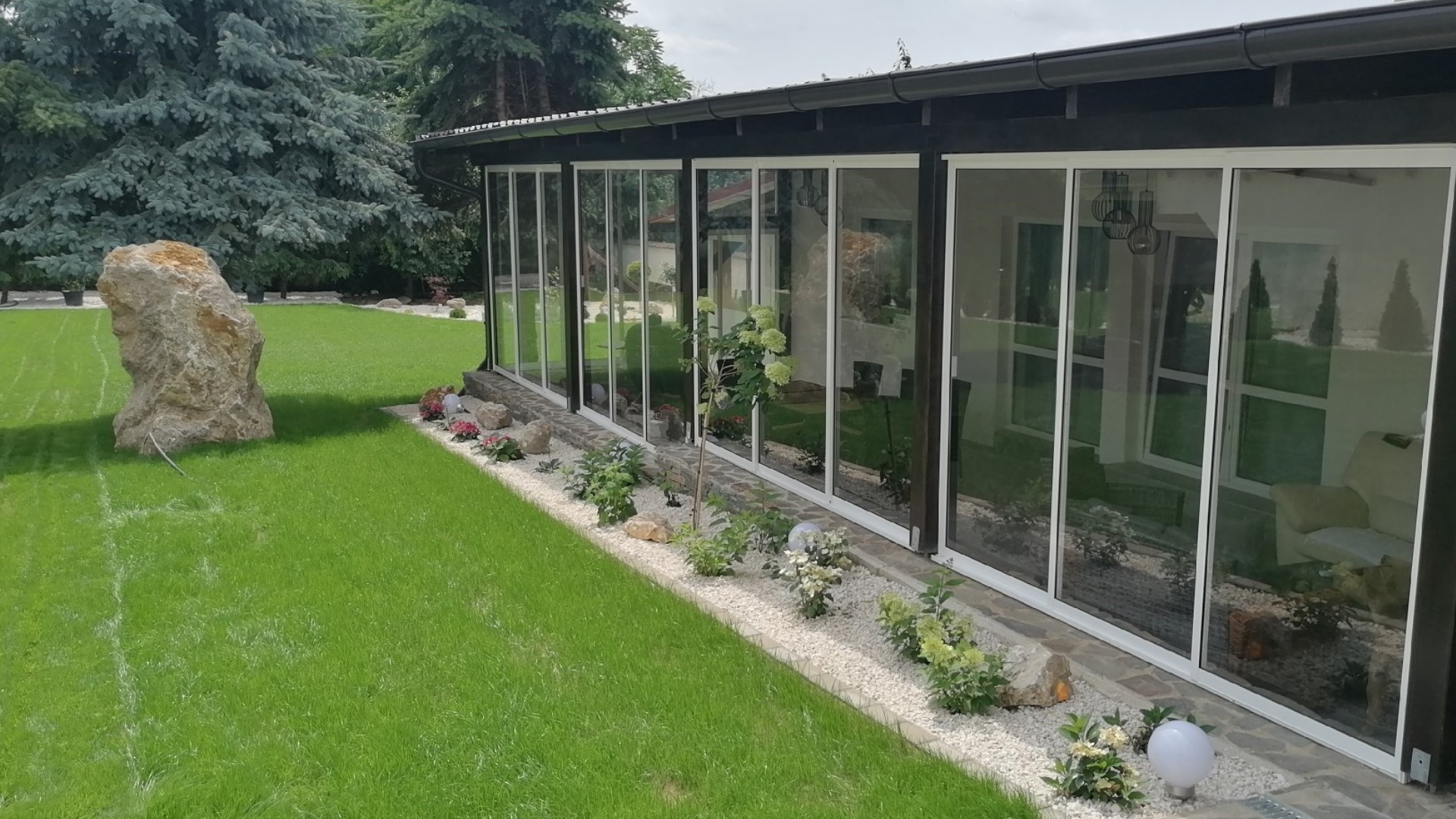 The image of the loggia in the brick house